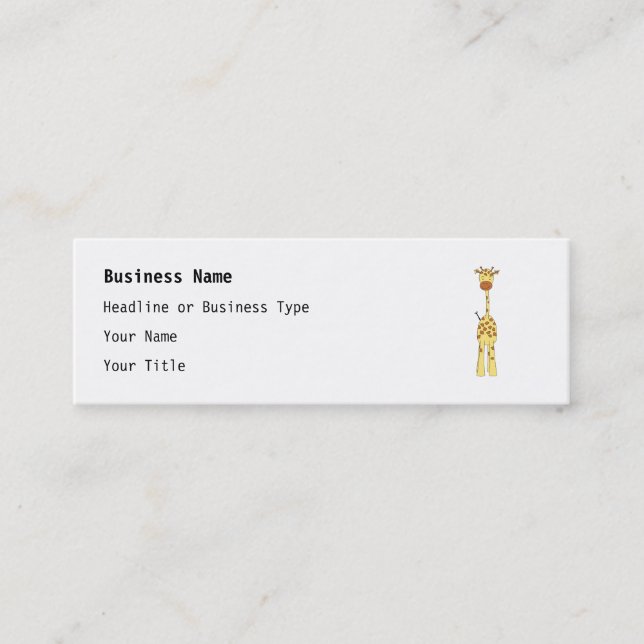 Tall Cute Giraffe. Cartoon Animal. Mini Business Card (Front)