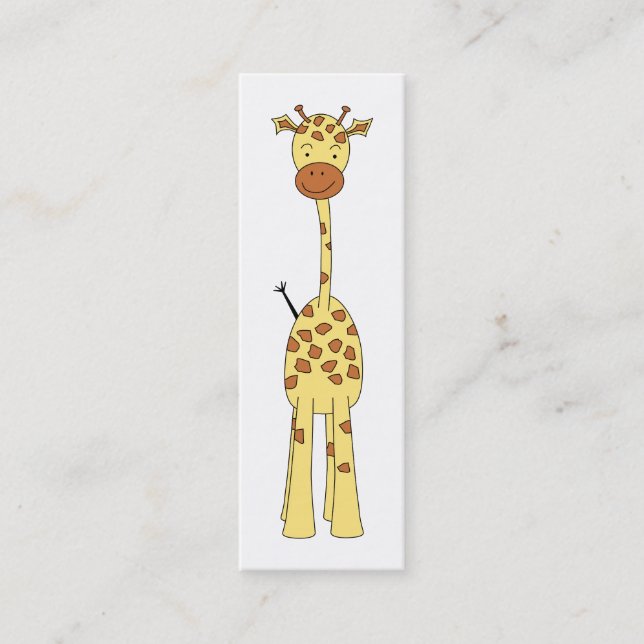 Tall Cute Giraffe. Cartoon Animal. Mini Business Card (Front)