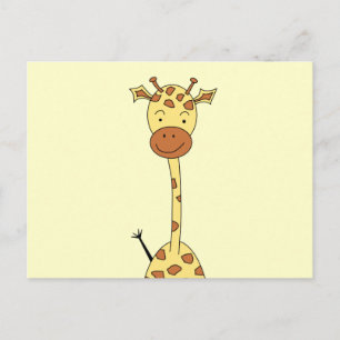 Tall Cute Giraffe. Cartoon Animal. Postcard