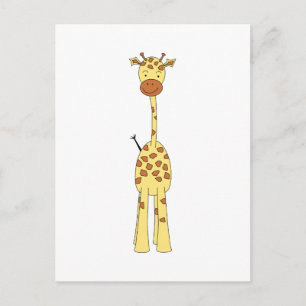 Tall Cute Giraffe. Cartoon Animal. Postcard
