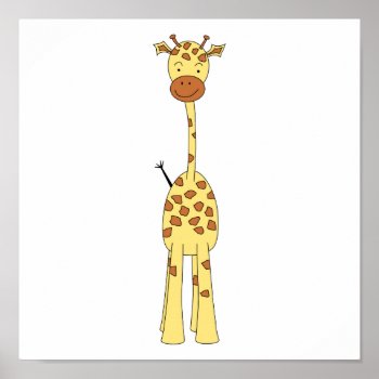 Tall Cute Giraffe. Cartoon Animal. Poster by Animal_Art_By_Ali at Zazzle