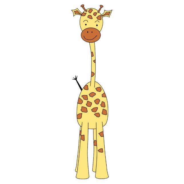 Tall Cute Giraffe. Cartoon Animal. Statuette (Front)