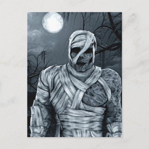 Tall Dark and Creepy Zombie Horror Art Postcard