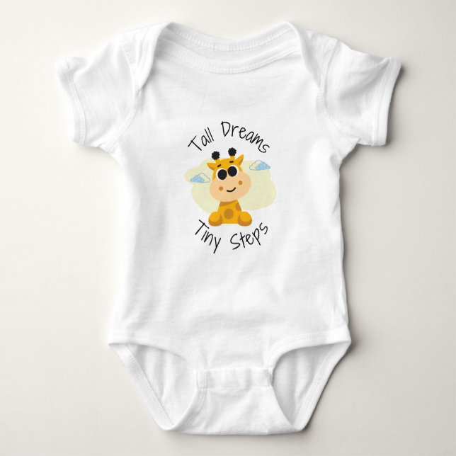 "Tall Dream Tiny Steps" Baby Bodysuit (Front)