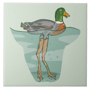 Tall duck with long legs ceramic tile