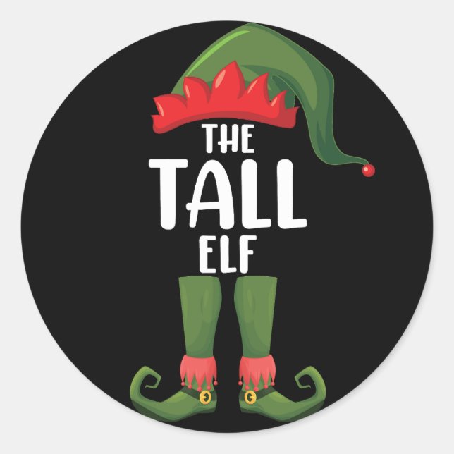Tall Elf Matching Family Christmas  Classic Round Sticker (Front)