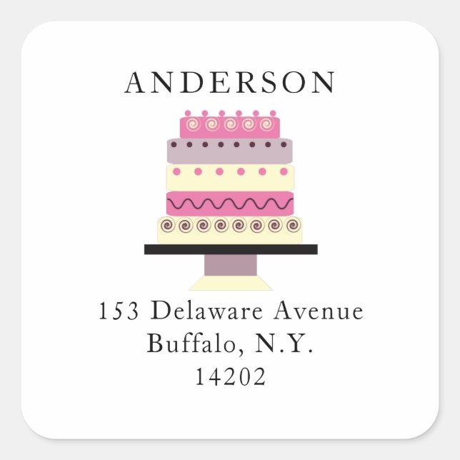 Tall Fancy Cake Retro Return Address Label (Front)