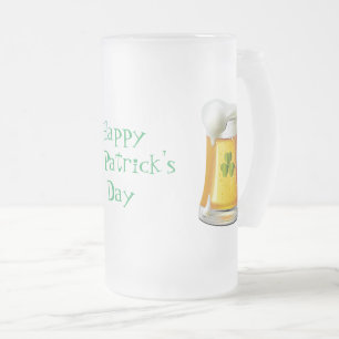 Tall Frosted Mug-St. Patrick's Day Frosted Glass Beer Mug