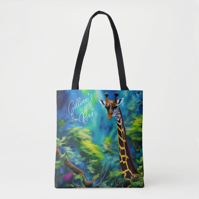 Tall Giraffe in the trees *Personalize* Tote Bag (Front)