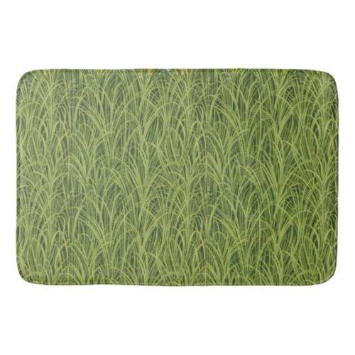 Tall Green Grass Pattern Botanical Bath Mat