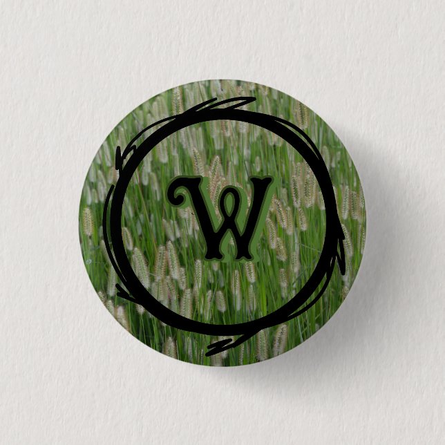 Tall Green Grasses Seeds Button (Front)