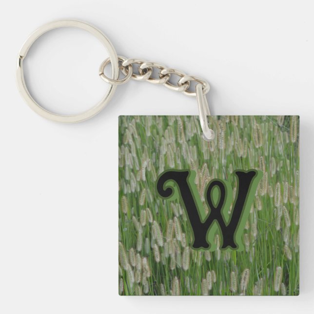Tall Green Grasses Seeds Keychain (Front)