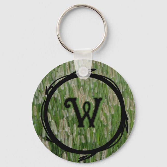 Tall Green Grasses Seeds Keychain (Front)