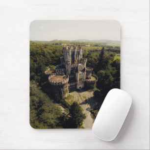 Tall Grey Stone Castle in Green Overgrown Woods Mouse Pad