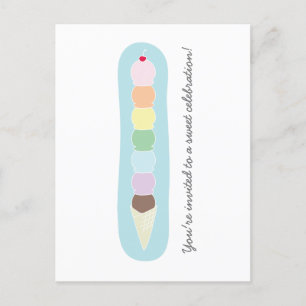 Tall Ice Cream Cone Birthday Invitation Postcard