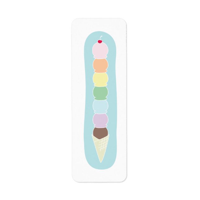Tall Ice Cream Cone Birthday Party Label (Front)