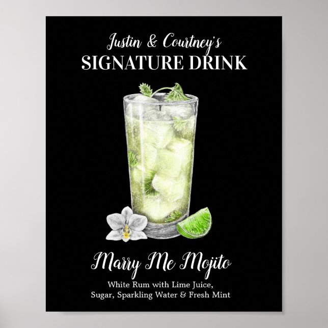 Tall Mojito • PERSONALIZE this Signature Drink Pla Poster (Front)