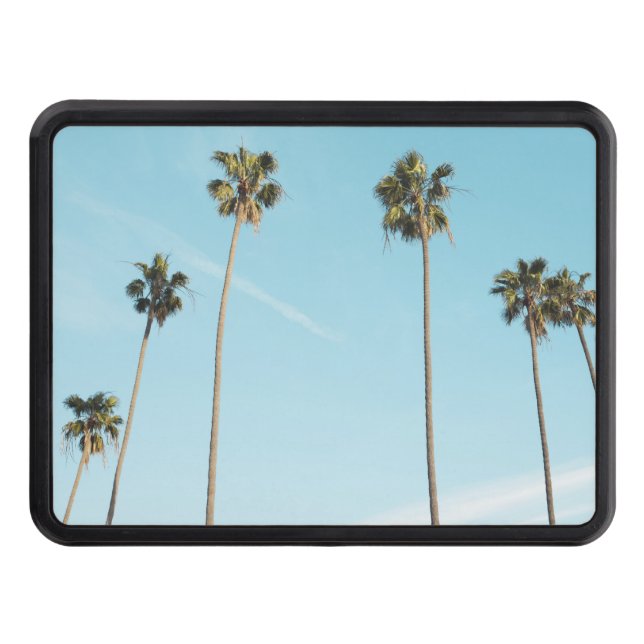 Tall Palm Trees Light Blue Sky Hitch Cover (Front)