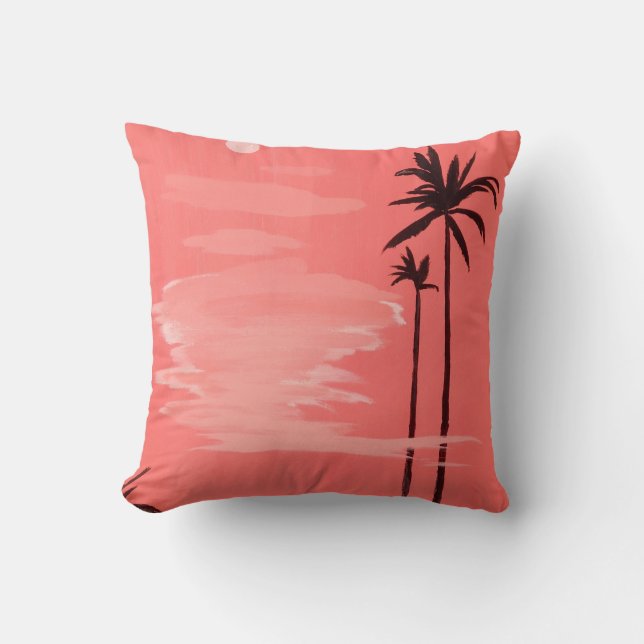 Tall Palm Trees Painting Throw Pillow (Front)