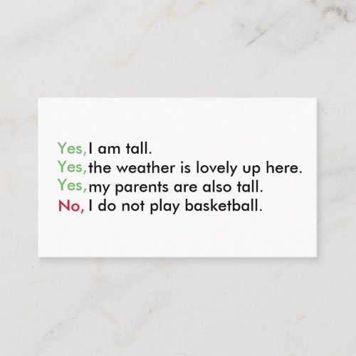 Tall person business cards