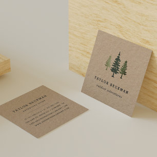 Tall Pines   Kraft Square Business Card