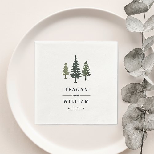 Tall Pines  Personalized Wedding Paper Napkins