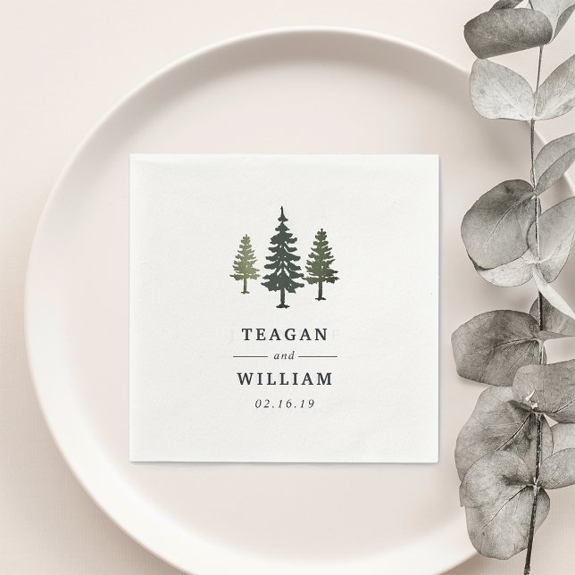 Tall Pines | Personalized Wedding Paper Napkins (Creator Uploaded)