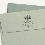 Tall Pines Return Address Self-inking Stamp<br><div class="desc">Return address rubber stamp features your name and return address beneath a trio of pine tree silhouettes,  perfect for forest,  mountain or woodland homeowners,  or as a charming finishing touch for your holiday cards.</div>
