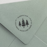 Tall Pines Rustic Return Address Self-inking Stamp<br><div class="desc">Rustic woodland chic return address rubber stamp features your name and return address encircling a trio of pine tree silhouettes.</div>