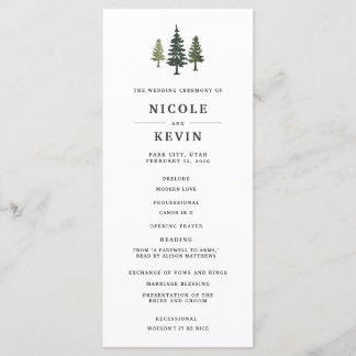 Tall Pines Wedding Ceremony Program