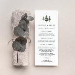Tall Pines Wedding Menu Card<br><div class="desc">Our rustic chic wedding menu features your starter courses, entrees and desserts accented with a trio of pine tree illustrations in rich hunter and forest green. Coordinates with our Tall Pines wedding collection. Use the template fields to add your menu information, and then click "Customize" to reposition elements if needed....</div>