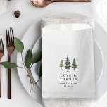 Tall Pines Wedding Thank You Favor Bag<br><div class="desc">Rustic chic wedding favor bags say thank you to guests in wintry woodland style. Bags feature a trio of pine tree silhouettes in rich shades of hunter green with "love and thanks" and your names and wedding date. Designed to match our Tall Pines wedding collection.</div>