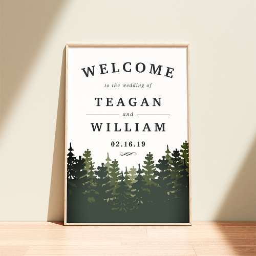 Tall Pines Wedding Welcome Poster