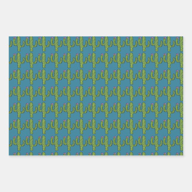 Tall & Prickly cactus Wrapping Paper Sheet Set (Front)