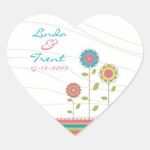 Tall Rainbow Flowers Wedding Save the Date Sticker