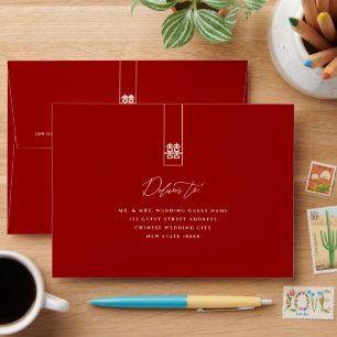 Tall Rectangle Double Happiness Chinese Wedding Envelope