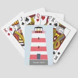 Tall Red and White Lighthouse Personalised Poker Cards