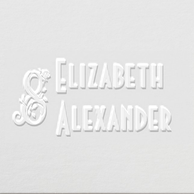 Tall Rose Ampersand Two Names #3 Wedding Couple Embosser (Design)