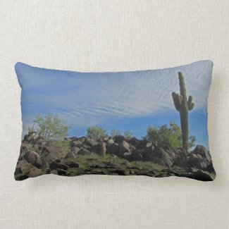 Tall Saguaro Cactus Desert Landscape Photograph Lumbar Pillow