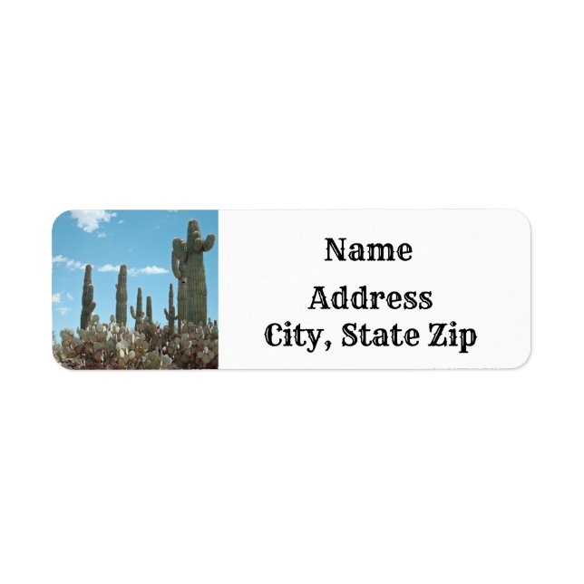 Tall Saguaro Cactus Desert Themed Address Label (Front)