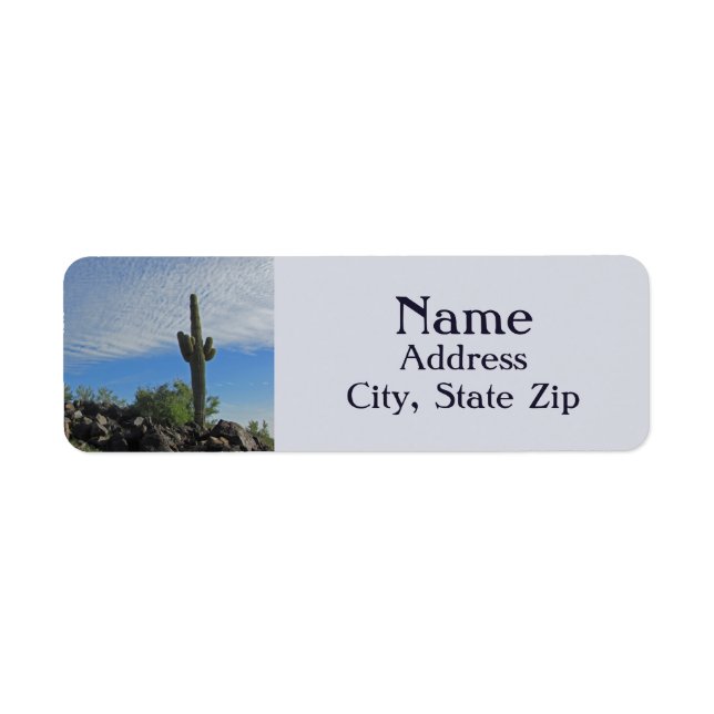 Tall Saguaro Cactus Plant Southwest Desert Photo Label (Front)
