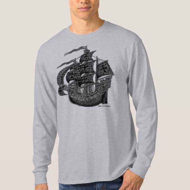 Tall sailing ship cool t-shirt design (Front)