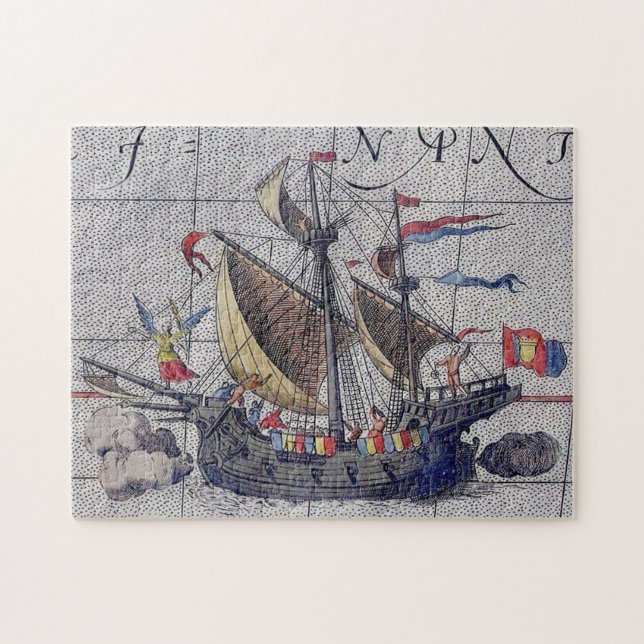 Tall Ship and Map of Pacific Ocean Jigsaw Puzzle (Horizontal)