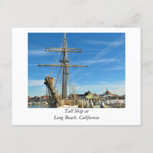 Tall Ship at Long Beach California Postcard