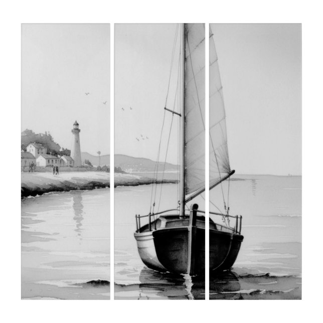 Tall ship at sea  triptych (Front)