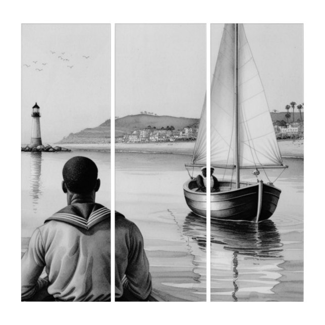 Tall ship at sea  triptych (Front)