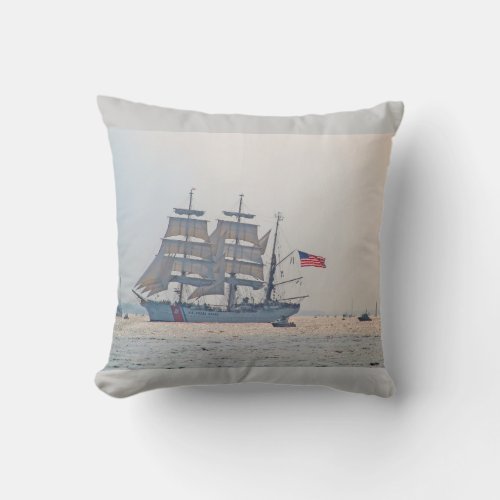 Tall Ship Clipper ship Sail US Coast Guard Throw Pillow