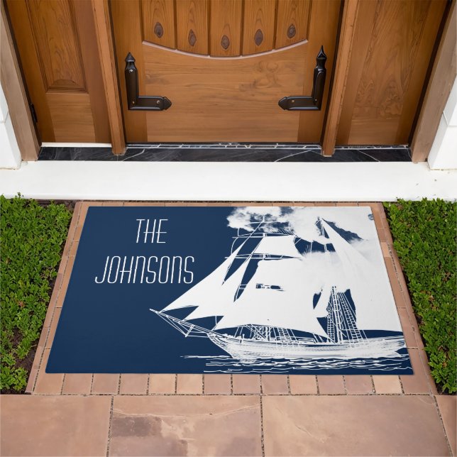 Tall Ship & Clouds Nautical Doormat (Outdoor)