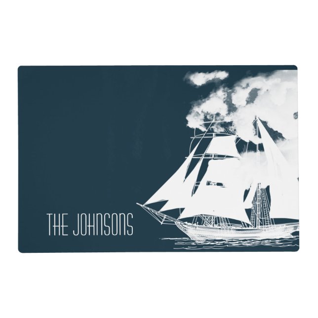 Tall Ship & Clouds Nautical Placemat (Front)