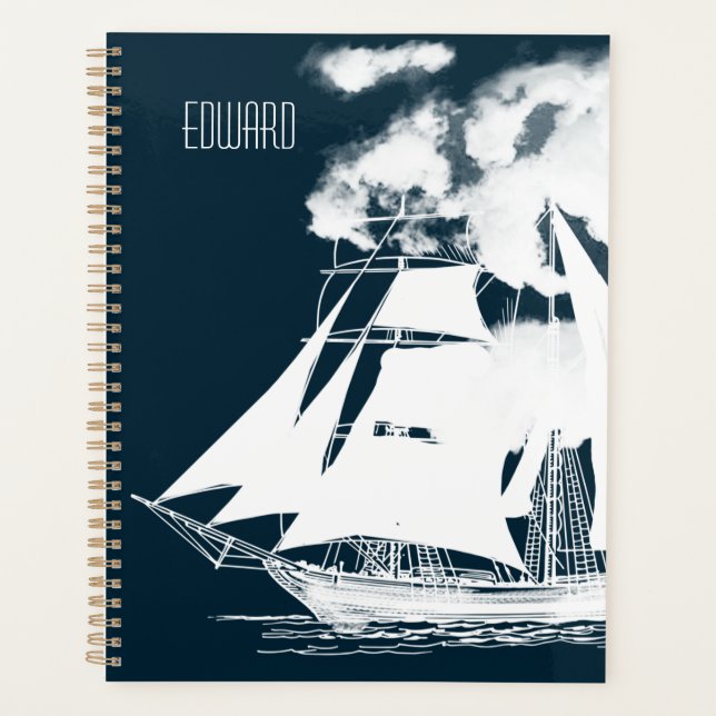 Tall Ship & Clouds Nautical Planner (Front)